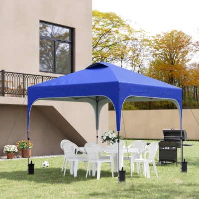 Outsunny 3 x 3 (M) Pop Up Gazebo, UPF 50+ Foldable Canopy Tent with Carry Bag with Wheels and Four Leg Weight Bags, Height Adjustable for Outdoor Garden Patio Party, Blue