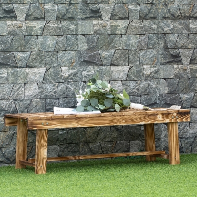 Outsunny Ławka Ogrodowa, Siedzisko, dla 2 Osób, rustykalna, 110 x 38 x 35 cm, Brązowy