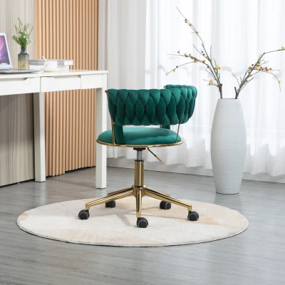 Elegante Sedia da Ufficio in Velluto Girevole a 360°, Verde