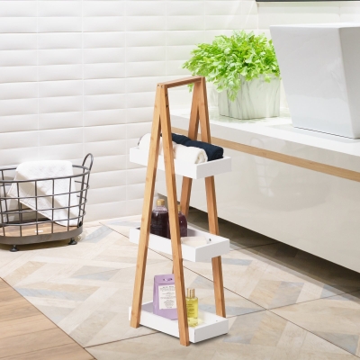 Raft de Baie cu 3 Rafturi din MDF, 30x18x81 cm, Lemn
