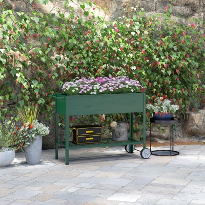 Jardinieră Exterioară cu Raft Inferior pentru Unelte, 104x39x80 cm, Verde