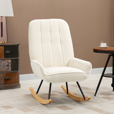 Fotel bujany HOMCOM z Sherpa-Vlies 63 cm x 95 cm x 97 cm w naturalnym kolorze i kremowy