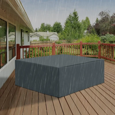 Outsunny 600D Oxford Patio Garden Furniture Dining Table Chair Set Cover - Waterproof and Anti-UV Water Protector, 275L x 205W x 90H cm, Grey