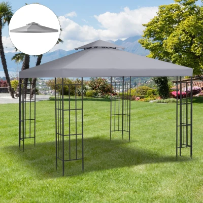 Outsunny 3(m) Gazebo Top Cover Double Tier Canopy Replacement Pavilion Roof Light Grey