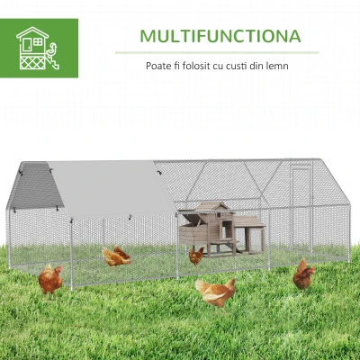PawHut tarc din metal pentru gaini, 280 x 570 x 195 cm(m-6)