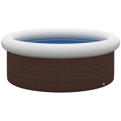 Outsunny Basen nadmuchiwany, dla 5 osób, szybki montaż, wytrzymały materiał, brązowy, Ø300 x 76W cm