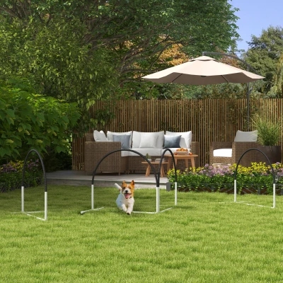 PawHut Zestaw agility dla psów Zestaw treningowy dla psów, 4 elementy, 89 x 69 x 99 cm, Biały+Czarny