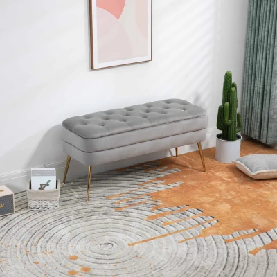 Pouf Contenitore Imbottito, Grigio