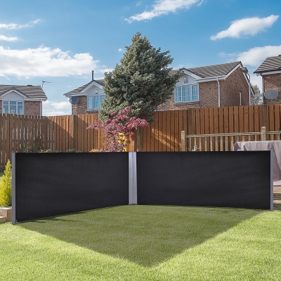 Outsunny Toldo Lateral Retrátil 600x160cm Toldo de Privacidade Extensível com Ângulo Ajustável e Proteção UV+50 para Jardim Balção Terraço Cinza