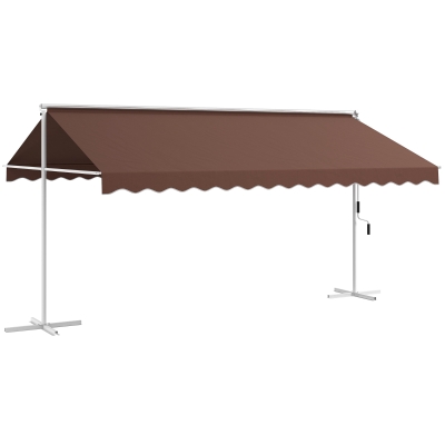 Outsunny Wolnostojąca Markiza 4,5x3,4m, regulacja kąta, korbka, konstrukcja metalowa, Kawa