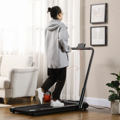 SPORTNOW Passadeira Dobrável 2 em 1 com Velocidade 12km/h Superfície de Corrida 36x105 cm e Controlo Remoto 135x65x105 cm Preto