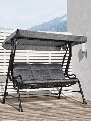 Outsunny Balancelle Jardin 3 Places Confort Gris Noir