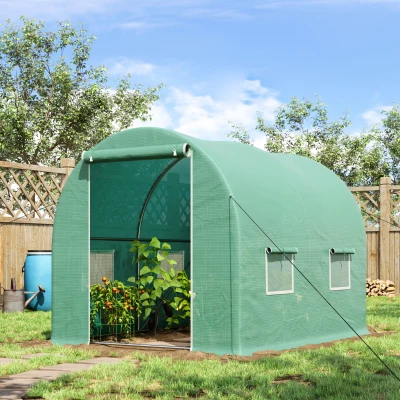 Outsunny 3L x 2W x 2Hm Greenhouse - Walk-in Polytunnel for Outdoor Garden, Flower, and Vegetable Planting with 25mm Diameter Galvanised Steel Frame and Zipped Door