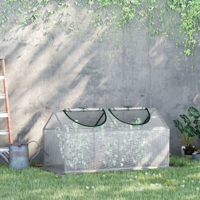 Outsunny Estufa 119x60x60cm Estufa de Jardim com 2 Janelas Enroláveis para Cultivo de Plantas Verduras Flores Branco Translúcido