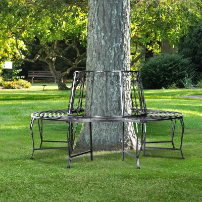 Outsunny Ławka okrągła ławka ogrodowa 360 ° ławka metalowa ∅160cm