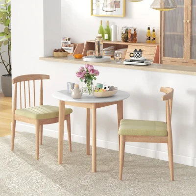 HOMCOM Eettafel Keukentafel Ronde Tafel, Scandinavisch Design, 75 cm x 75 cm x 76 cm, Wit + Natuur