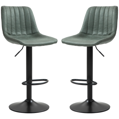 HOMCOM Set of Two Retro Tub Bar Stools - Green