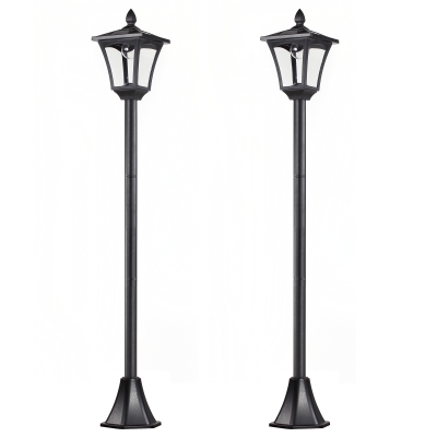 Outsunny Conjunto de 2 Luces Solares para Jardín con Panel Solar Encendido Automático Impermeable IP44 18x18x160 cm Negro
