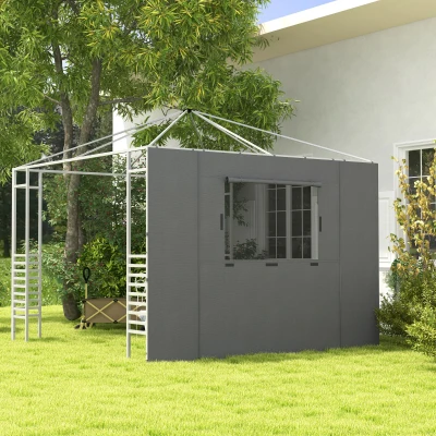 Outsunny Prieel Zijwand Zijwand Partytent, weerbestendig,  300 cm x 200 cm, Donkergrijs