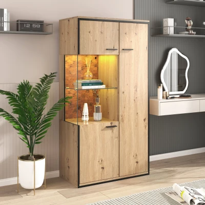 Moderne Vetrina con Illuminazione a LED  color legno naturale