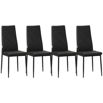 HOMCOM 4-delige set eetkamerstoelen keukenstoelen, modern design, 41 cm x 50 cm x 97 cm, Zwart