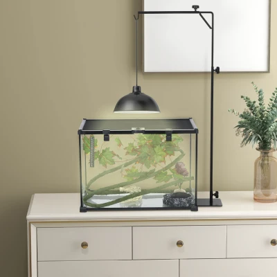 PawHut Adjustable Reptile Lamp Stand Holder Black 86-129cm