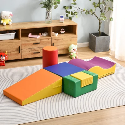 Set di 6 Grandi Blocchi da Costruzione per Giocare e Arrampicarsi - Giochi per Bambini con Scala e Scivolo - Giocattolo per Arrampicarsi, Giallo