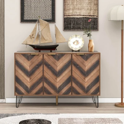 Cómoda de 3 Puertas con Espacio para Almacenamiento Aparador salon Natural