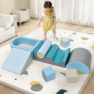 Set di 9 Blocchi Morbidi da Gioco per Bambini, Blu