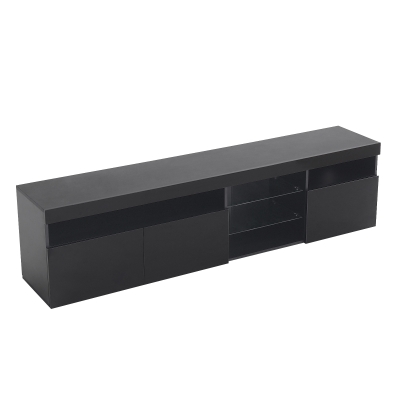 Mobile TV in stile moderno con pannello luminoso e illuminazione LED variabile, Nero