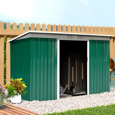 Outsunny Casetta da girdino 280cm x 130cm x 172cm Verde Scuro
