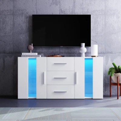Credenza Moderna con Luci LED Multicolore, Bianco