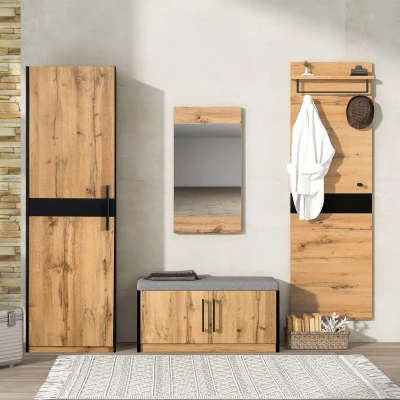Set da Ingresso 4 Pezzi con Panca, Marrone