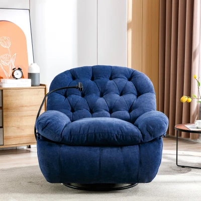 Poltrona Relax Girevole 360° con Massaggio, Blu