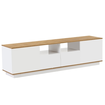 Mobile mobile TV Moderno con LED Regolabili, Bianco+Rovere