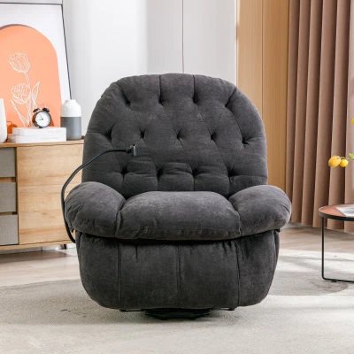 Poltrona Relax Elettrica con Porta Cellulare, Grigio