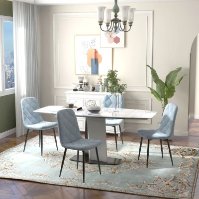 HOMCOM Set 4 Sedie da Pranzo Imbottite 45x54x87 cm Azzurro