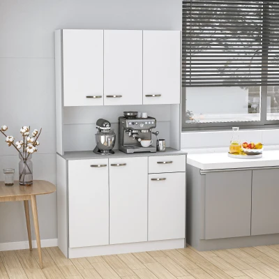 HOMCOM  Armário de Cozinha com Prateleira Ajustável para Microondas 101x39x180 cm Branco