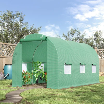 Outsunny Estufa de Cultivo para Terraço ou Jardim – Cor Verde – Tubo Aço e PE 140g/㎡ - 450x200x200 cm