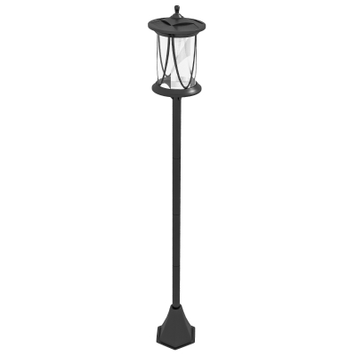 Outsunny Solar Buitenlamp, LED, Automaat, Weerbestendig, 6u Lichtduur, 17B x 17D x 127Hcm, Zwart