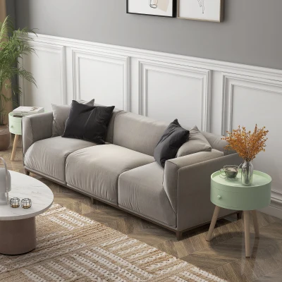 HOMCOM Lot de 2 tables basses - table de chevet - table de nuit ronde - design scandinave table d'appoint bout de canapé