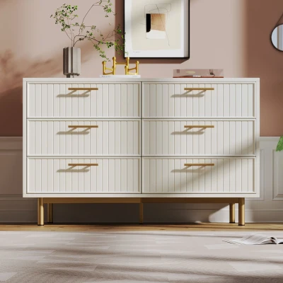 Credenza Moderna con 6 Cassetti, Bianco