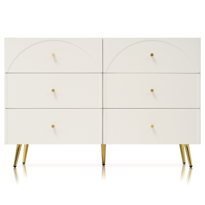 Cassettiera Elegante con 6 Cassetti, Bianco Crema