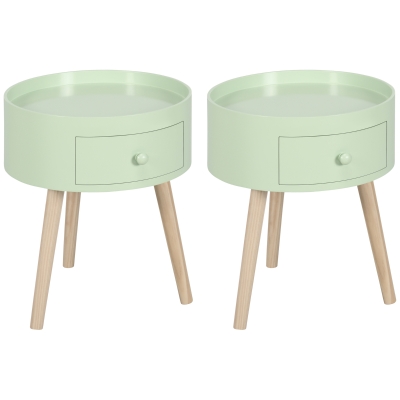 HOMCOM Lot de 2 tables basses - table de chevet - table de nuit ronde - design scandinave table d'appoint bout de canapé