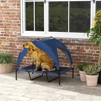 PawHut Hondenbed voor buiten, weerbestendig, verhoogd frame, 106 x 76 x 94 cm, Donkerblauw
