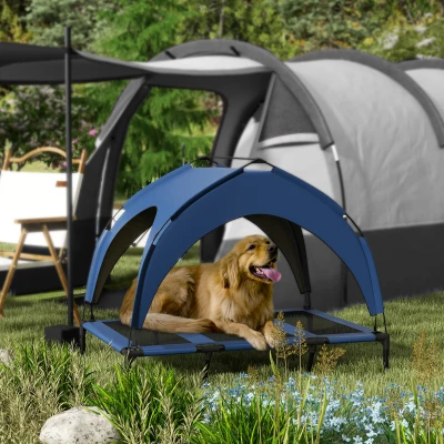 PawHut Cuccia per Cani Taglia Grande Tetto Protettivo Blu Scuro