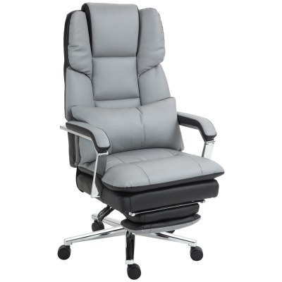 HOMCOM Ergonomische Verstelbare Bureaustoel, 63x71x123-129cm, Lichtgrijs/Zwart
