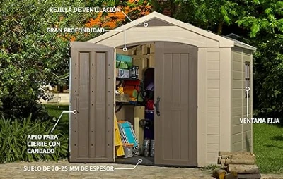 Keter Casetta da Giardino Factor 8x8, Beige, 256,5 X 255 X 243 h