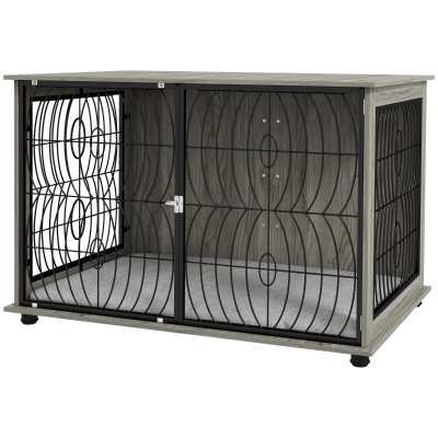 PawHut Dog Crate End Table Lockable Door XL with Cushion