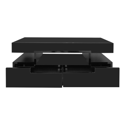 Mesa de Centro con Tira Led Integrada 4 Cajones Frontales y Traseros Negro